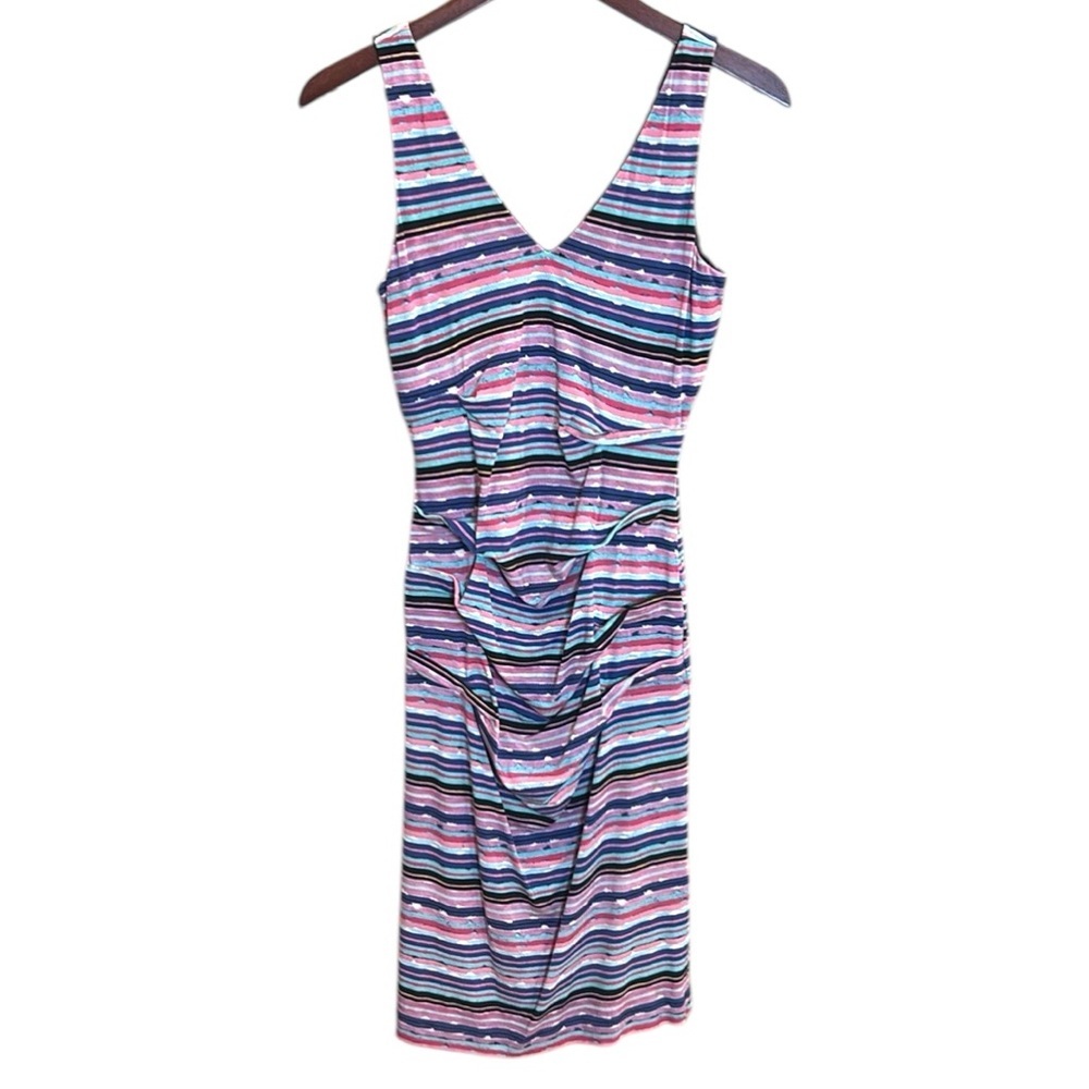 Nicole Miller Wren Tuck Dress- Blue & Pink multicolor- size S